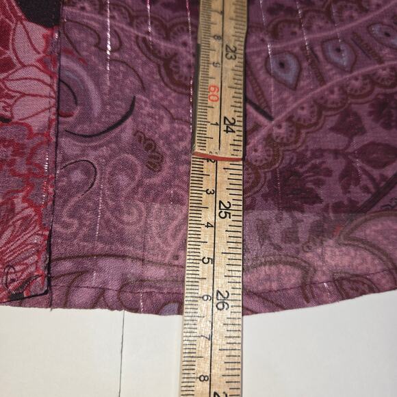 Vintage Gloria Lance Woman 1X Top Button Up Layered Purple Floral Paisley Artsy - Picture 8 of 11